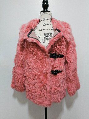 New Real Sheepskin Toscana Long-hair Lamb Fur Jacket Watermelon Red Raspberry